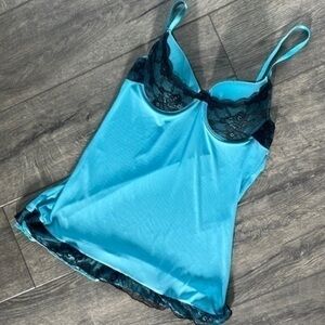 Just sexy lingerie aqua and black lace size large